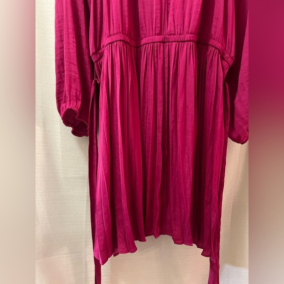 🔴 Simply Vera pink pleated belted long sleeve midi dress size Xxl - Picture 3 of 8